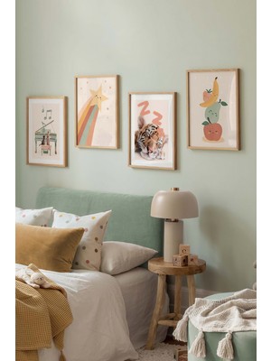 Artavessa 4 Parça Ahşap Çerçeve Görünümlü Mdf Tablo Seti