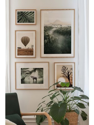 Artavessa 5 Parça Ahşap Çerçeve Görünümlü Mdf Tablo Seti