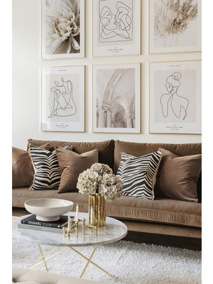 Artavessa 6 Parça Ahşap Çerçeve Görünümlü Mdf Tablo Seti