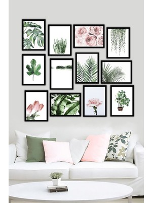 Artavessa 12 Parça Siyah Çerçeve Görünümlü Mdf Tablo Seti