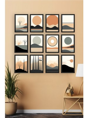 Artavessa 12 Parça Siyah Çerçeve Görünümlü Mdf Tablo Seti