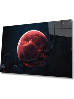 Bay Çağrı Kırmızı Gezegen Uzay Cam Tablo Ev ve Ofis Duvar Dekoru Hediyelik Büyük Tablo Dayanıklı Cam