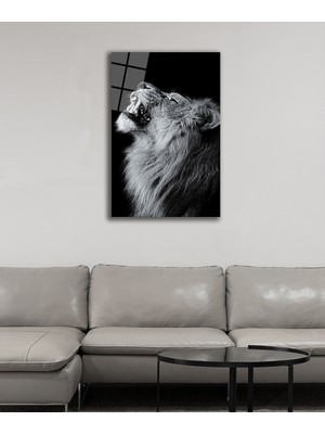 Bay Çağrı Aslan Hayvan Temperli Cam Tablo
