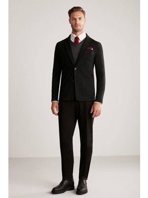 Hemington Siyah Extrafine Merino Triko Blazer Ceket