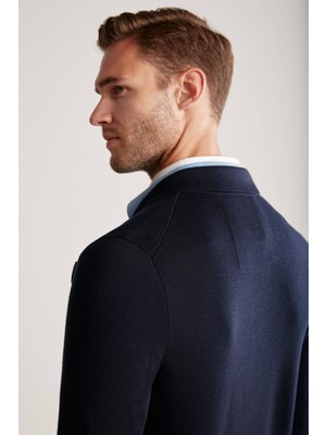 Hemington Lacivert Extrafine Merino Triko Blazer Ceket