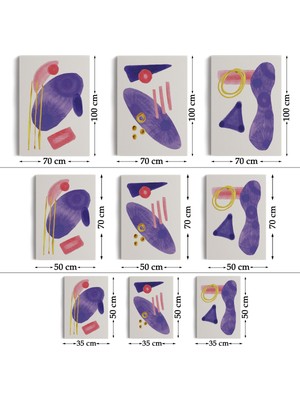 Dekoratifhane Suluboya Tarzı Soyut Modern 3 Lü Tablo Seti, Kanvas Duvar Tablosu-Ae-5