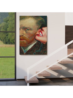 Dekoratifhane Vincent Van Gogh Kulağını Isıran Kadın Pop Art TABLO-6486