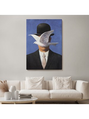 Dekoratifhane Melon Şapkalı Adam René Magritte Duvar TABLOSU-6099