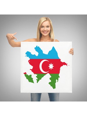 Dekoratifhane Azerbaycan Haritası Dekoratif Kanvas Duvar TABLOSU-5806