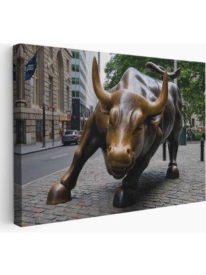 Dekoratifhane New York Boğa Heykeli Kanvas Tablo / Charging BULL-5160