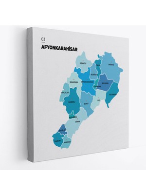 Dekoratifhane Afyonkarahisar Ili ve Ilçeler Haritası Dekoratif Kanvas Tablo 1252