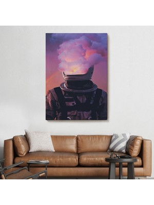 Dekoratifhane Beyni Yakılan Astronot Kanvas Tablo, Gerçeküstü Pop Art Kanvas TABLO-5214