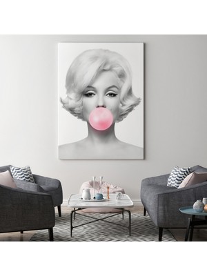 Dekoratifhane Marilyn Monroe Pembe Kabarcık Sakızlı Dekoratif Kanvas TABLO-5108-3