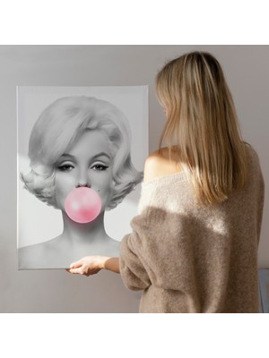 Dekoratifhane Marilyn Monroe Pembe Kabarcık Sakızlı Dekoratif Kanvas TABLO-5108-3