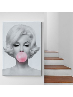 Dekoratifhane Marilyn Monroe Pembe Kabarcık Sakızlı Dekoratif Kanvas TABLO-5108-3