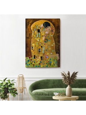 Dekoratifhane Gustav Klimt'in The Kiss Isimli Eseri Kanvas TABLO-5128