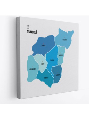 Dekoratifhane Tunceli Ili ve Ilçeler Haritası Dekoratif Kanvas Tablo 1474