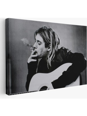 Dekoratifhane Kurt Cobain Sigara Içen Ünlü Baskı Duvar Sanatı Kanvas Tablo, Nirvana BASKI-5405