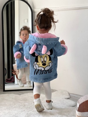 Ysfer Butik Kız Çocuk Kot Mont Minie Mouse