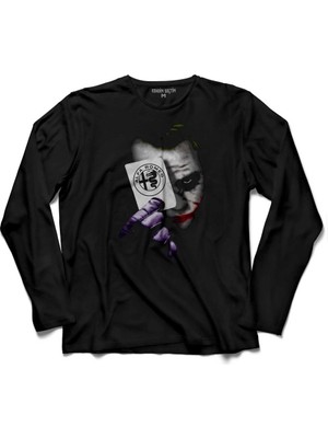 Kendim Seçtim Batman Joker Iskambil Oyun Kartıalfa Romeo Uzun Kollu Tişört