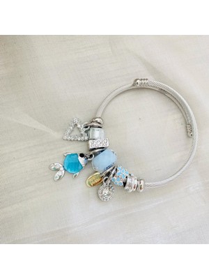 CK Accessories Pandora Model Charmlı Beyaz Balıklı Çelik Kadın Bileklik