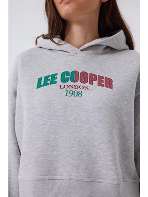 Lee Cooper Zaye Kadın Kapş. Sweatshırt Gri Melanj