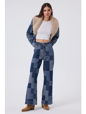 Lee Cooper Sandy Yüksek Bel Normal Kesim Düz Paça Mavi Kadın Jean Pantolon