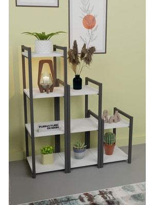 Furnature Design Metal Dekoratif Çok Amaçlı Raf 9 Raflı Banyo Mutfak Rafı Çiçeklik Organizer Beyaz