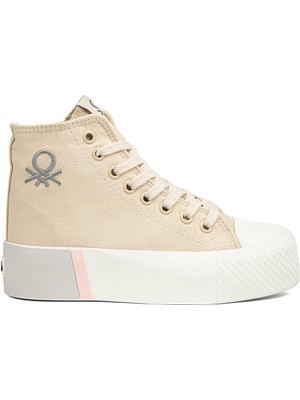 Benetton BN-30938 -  Bej - Kadın Spor Ayakkabı