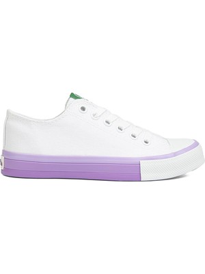 Benetton BN-90176-2 - 3374 Beyaz Lila - Kadın Spor Ayakkabı