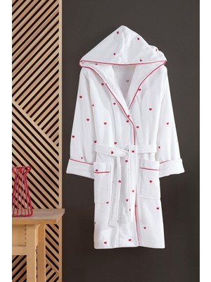 Varol Kalpli Nakışlı %100 Pamuk Love Serisi Bornoz