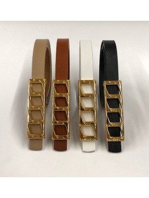 Fiori Ince Zincir Tokalı Basic Kadın Pantolon Kemeri, Ceket Kemeri, Elbise Kemeri, Gömlek Kemeri