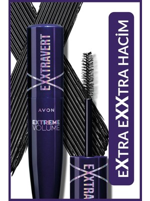 Avon Exxtravert Maskara 9 ml Blackest Black Hacim Verici Suya Dayanıklı Özel Formül