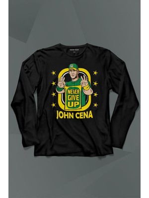 Kendim Seçtim John Cena Wwe Logo Never Give Up Amerikan Güreşi Uzun Kollu Tişört Baskılı T-Shirt