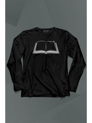 Kendim Seçtim Açık Kitap Sayfası Edebiyat Roman Şiir Şair Adam Uzun Kollu Tişört Baskılı T-Shirt