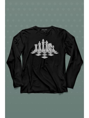 Kendim Seçtim Satranç Zeka Strateji Oyunu Santranç Tahtası Uzun Kollu Tişört Baskılı T-Shirt