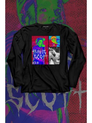 Kendim Seçtim Travis Scott Rap Music Trap Müzik Sokak Hiphop Uzun Kollu Tişört Baskılı T-Shirt