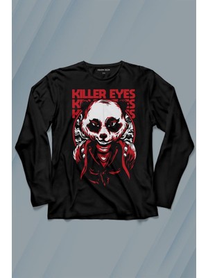 Kendim Seçtim Katil Gözler Killer Eyes Panda Uzun Kollu Tişört Baskılı T-Shirt