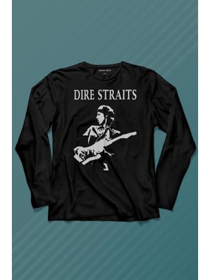 Kendim Seçtim Dire Straits David Mark Knopfler Rock Musicguitar Uzun Kollu Tişört Baskılı T-Shirt