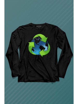Kendim Seçtim Geri Dönüşüm Temiz Yeşil Çevre Duyarlılığı Uzun Kollu Tişört Baskılı T-Shirt