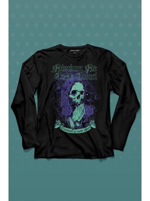 Kendim Seçtim Skull Kurukafa Renkler Latince Urban Street Culture Wear Sokak Uzun Kollu Tişört Baskılı T-Shirt