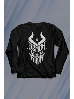 Kendim Seçtim Demon You Know Devil Gothic Grunge Rock Uzun Kollu Tişört Baskılı T-Shirt