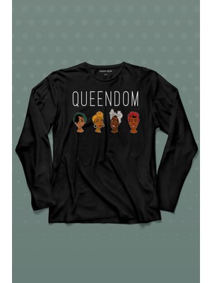 Kendim Seçtim Queendom African Girl Afrikalı Kız Siyahi Kadın Uzun Kollu Tişört Baskılı T-Shirt