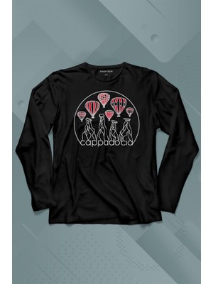 Kendim Seçtim Kapadokya Nevşehir Peri Pacaları Cappadocia Uzun Kollu Tişört Baskılı T-Shirt