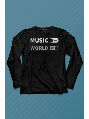 Kendim Seçtim Musicon World Off Müzik Dünya Uzun Kollu Tişört Baskılı T-Shirt