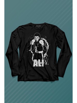 Kendim Seçtim Muhammed Ali Boks Champion Boxing Uzun Kollu Tişört Baskılı T-Shirt
