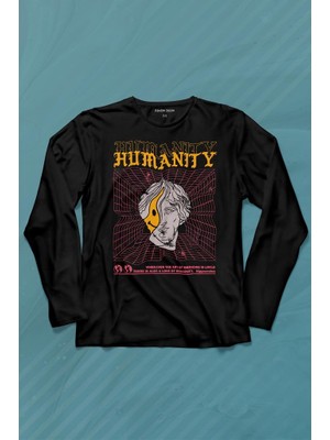 Kendim Seçtim Humanity Smiley Statue Neon Heykel 2k Urban Uzun Kollu Tişört Baskılı T-Shirt