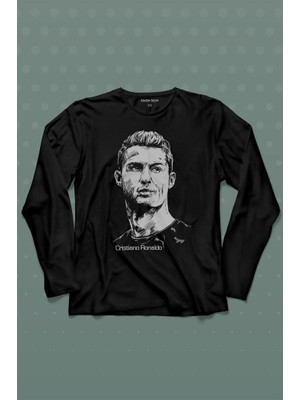 Kendim Seçtim Cr7 Cristiano Ronaldo Silüet Manchester United Uzun Kollu Tişört Baskılı T-Shirt