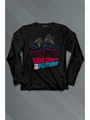 Kendim Seçtim Back To The Future Geleceğe Dönüş Uçan Kaykay Uzun Kollu Tişört Baskılı T-Shirt