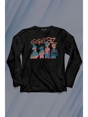 Kendim Seçtim Gorillaz 2d Rock Blur Damon Albarn Feel Good Urban Uzun Kollu Tişört Baskılı T-Shirt